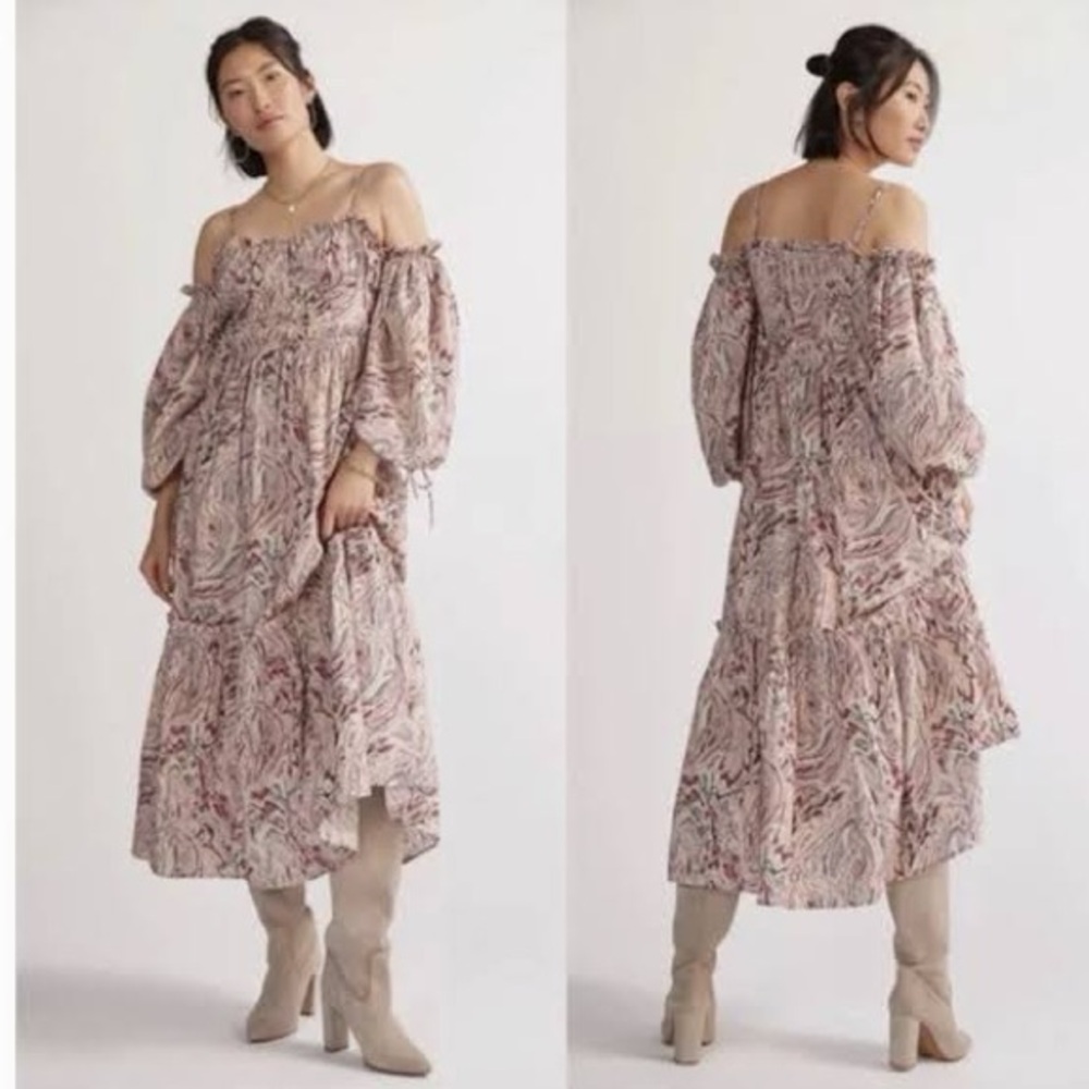 House of Harlow 1960 Floral Midi Dress - Cream and Pink